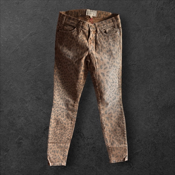 Current/Elliott Stiletto Leopard Print Skinny Jeans Size 25 NWT Camel Animal - Picture 2 of 9